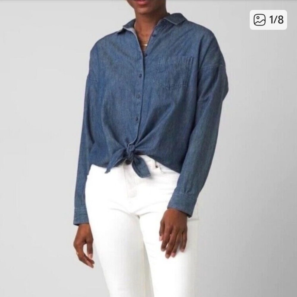 Prana Ediza Denim Blouse Sz Small